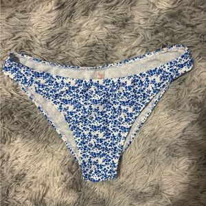 ROMWE White and Blue Patterned Bikini Bottom